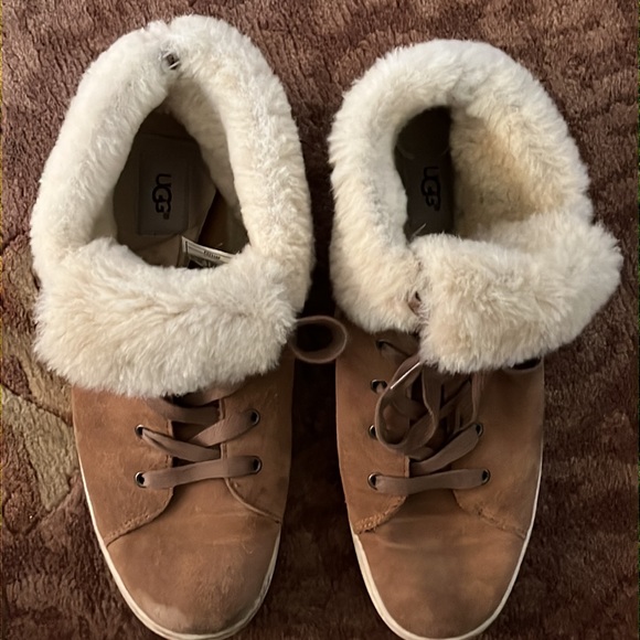 UGG CROFT HIGH TOP SNEAKER CHESTNUT BOOT BOOTIE SHEEPSKIN LEATHER SZ 12 - Picture 2 of 11